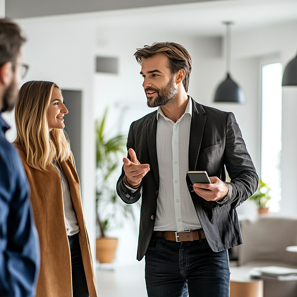 Professional Real Estate Agent Giving House Tour
