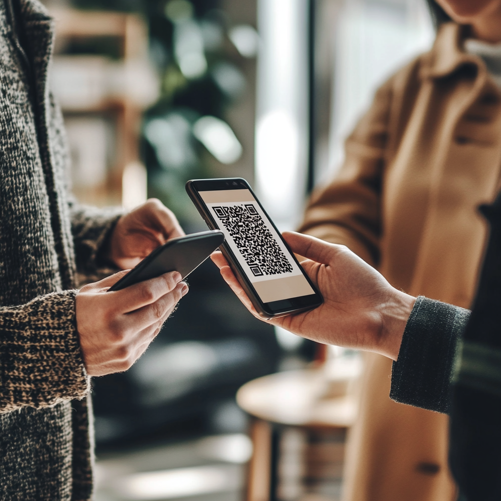 Real Estate Agent Showing QR Code